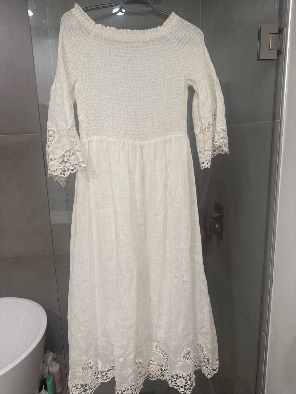 Soft Surroundings Linen Dress with Lace Trim